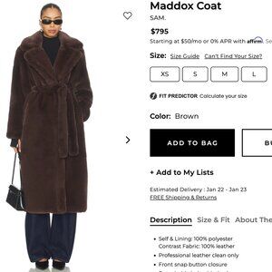 SAM Maddox Womens Coat  size XS